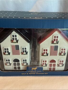 Dabney Lee Patriotic Houses Salt & Pepper Shaker Set